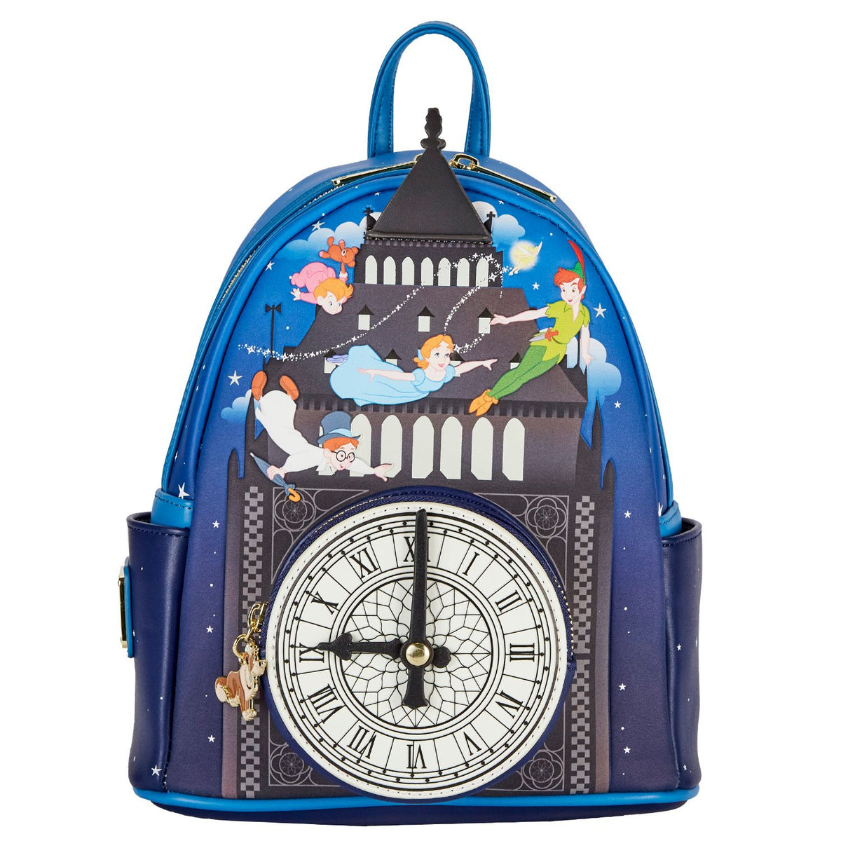 LOUNGEFLY Disney Peter Pan Glow Clock Women's Double Strap Shoulder Bag Purse