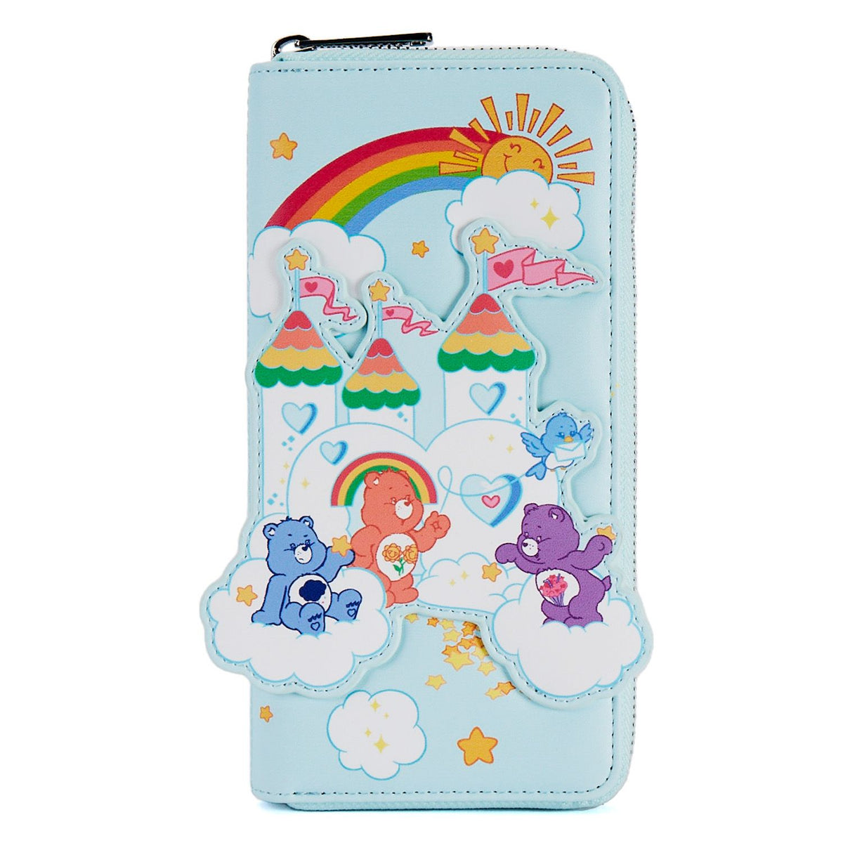 LOUNGEFLY CARE BEARS CARE-A-LOT CASTLE ZIP AROUND WALLET