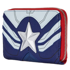 LOUNGEFLY MARVEL FALCON CAPTAIN AMERICA COSPLAY ZIP AROUND WALLET