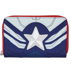 LOUNGEFLY MARVEL FALCON CAPTAIN AMERICA COSPLAY ZIP AROUND WALLET