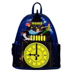 LOUNGEFLY Disney Peter Pan Glow Clock Women's Double Strap Shoulder Bag Purse