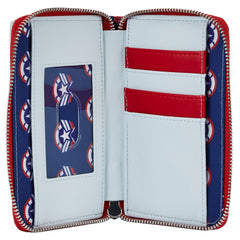 LOUNGEFLY MARVEL FALCON CAPTAIN AMERICA COSPLAY ZIP AROUND WALLET