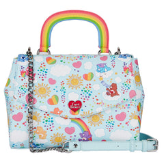 LOUNGEFLY CARE BEARS AOP RAINBOW HANDLE CROSS BODY BAG