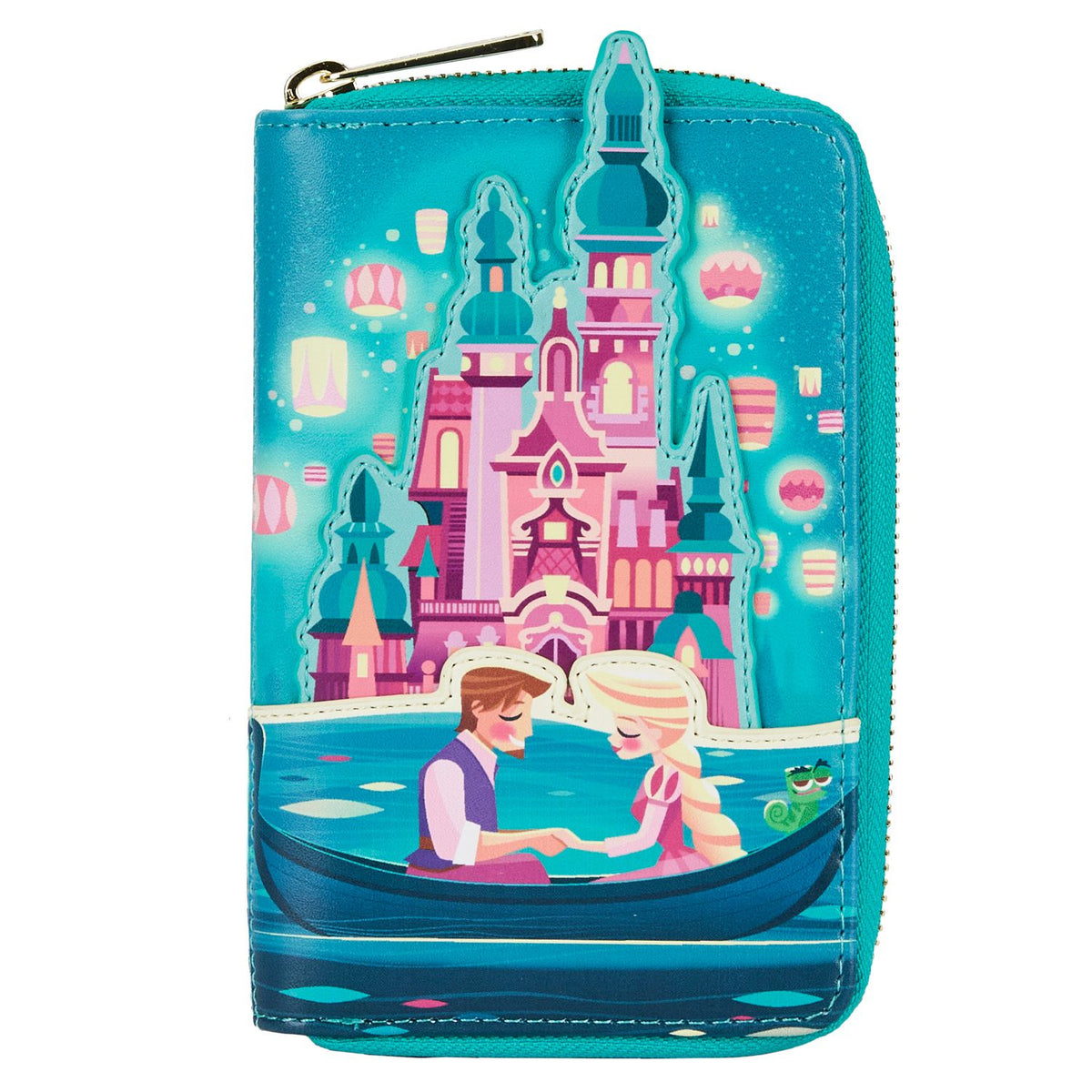 LOUNGEFLY Tangled Rapunzel Castle Glow in the Dark Zip Around Wallet